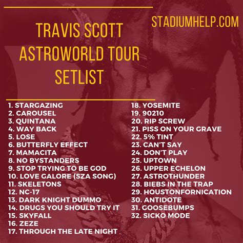 travis scott concert setlist