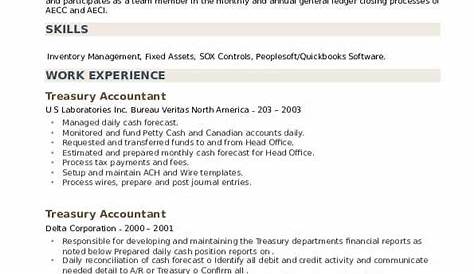 Treasury Accountant Resume Example | Kickresume
