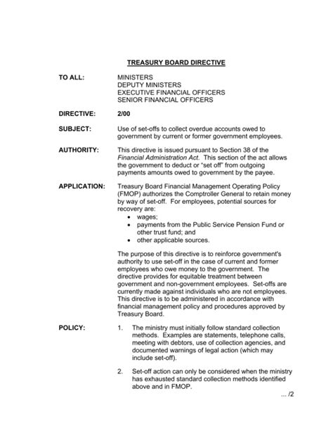 treasury board directive