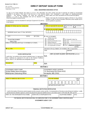 treasury department standard form 1199a