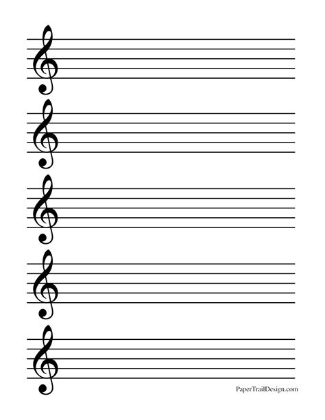 Treble Clef Staff Printable