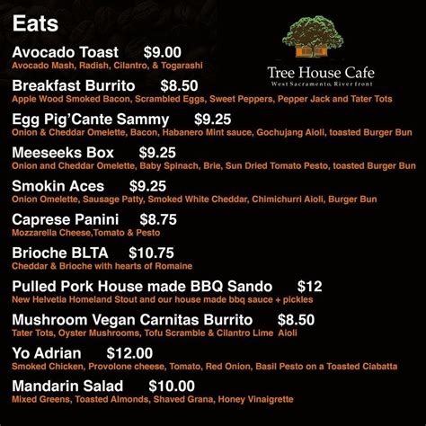 Treehouse Cafe Menu