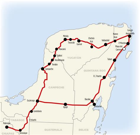 tren maya recorrido mapa