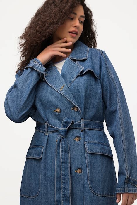 Women Jean Trench Coat 2017 New Denim Long Coats Thicken Straight Full