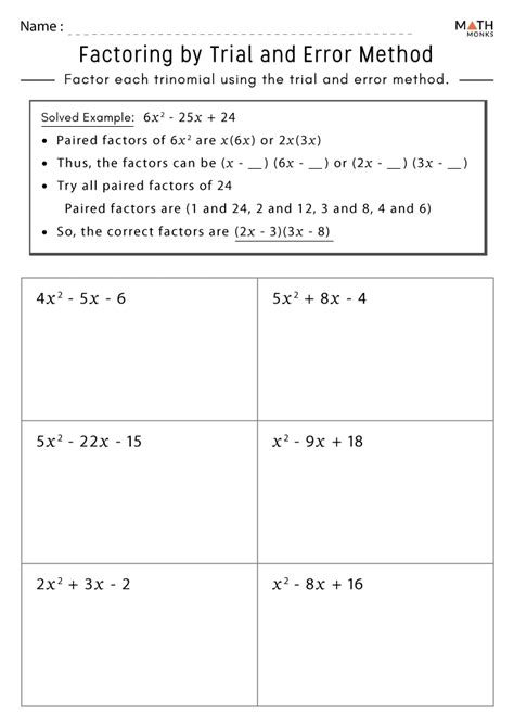Trial And Error Math Worksheet Answers