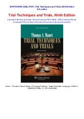 trial techniques and trials 9th edition
