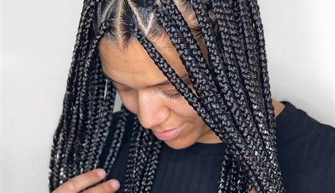 Triangle Box Braids Medium Length With Parts