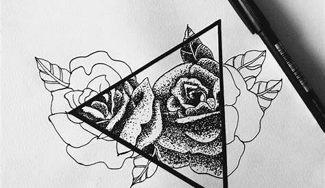 Triangle Rose Drawing Triangular Geometric Tattoo, Abstract Tattoo