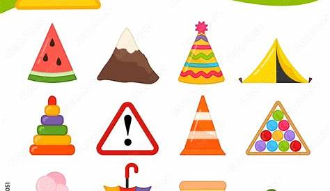 Triangle Shape Object Images For Kids Educational Children Game. Learning Geometric s