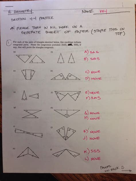 triangle congruence practice problems answer key