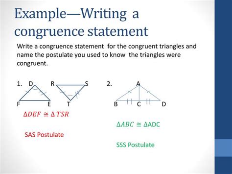 Triangle Congruence Statement Example