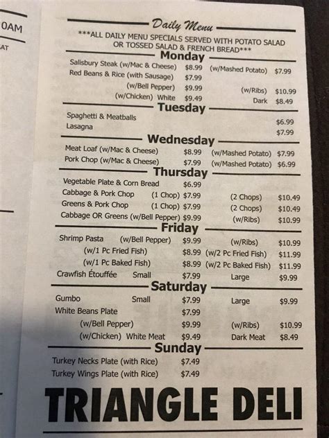 Triangle Deli On Broad Menu