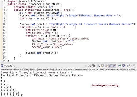 Triangle Of Numbers In Java