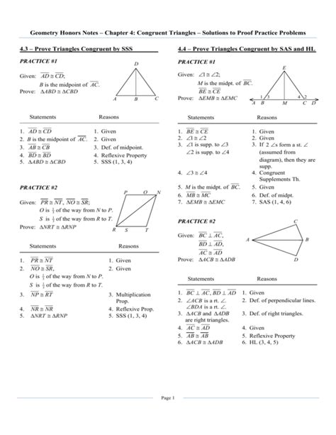 Triangle Proofs Quiz Answers