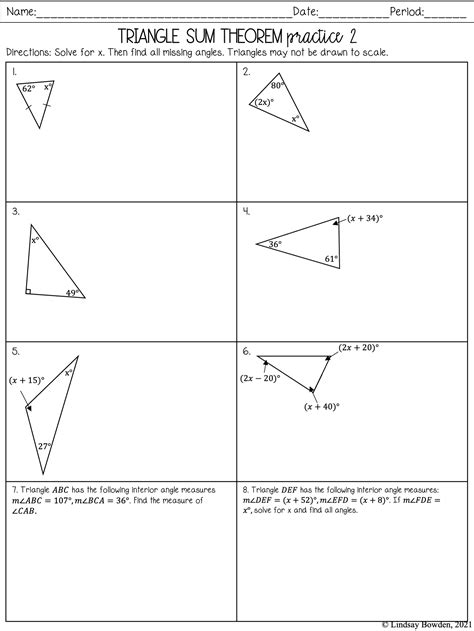 Triangle Sum Theorem Worksheet Free