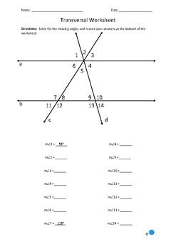 Triangle Within Transversal Worksheet Math Aid