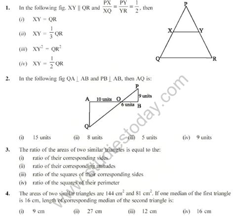 triangles class 10 mcq with explanation