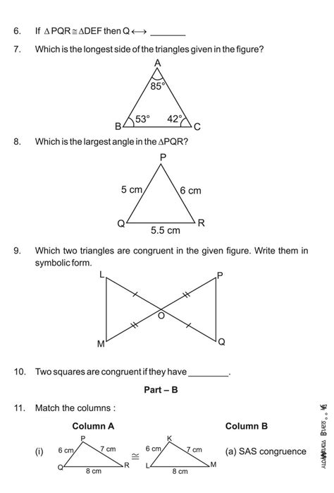 triangles class 9 practice questions with answers mcq