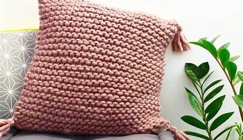 Coussin tricot Highland 40x40 cm Mastic Achat / Vente