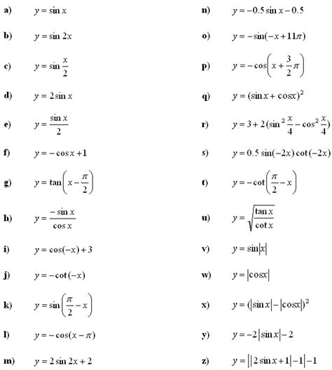Trig Functions Example Problems
