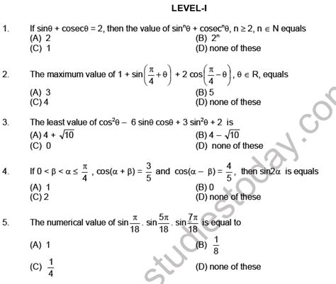 Trigonometric Functions Jee Questions