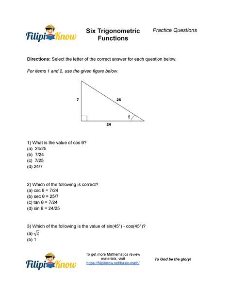 Trigonometric Functions Practice Questions