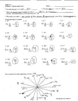 trigonometry radians to degrees worksheet
