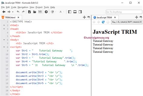 Trim Custom Javascript