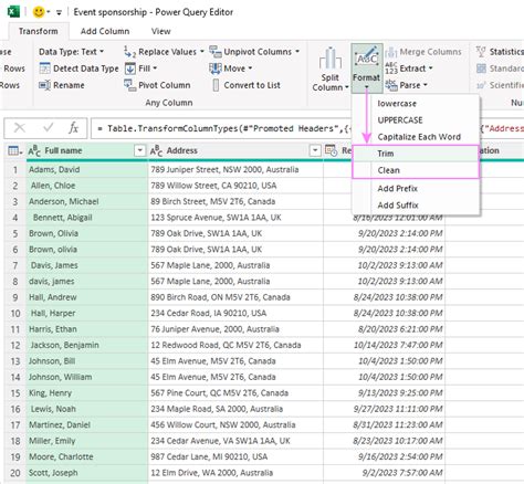 Trim Excel Query
