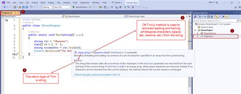 Trim Function C Sharp