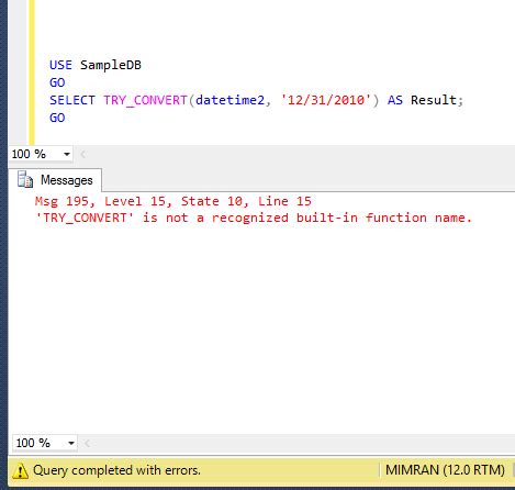 Trim Not Recognized Built In Function Sql