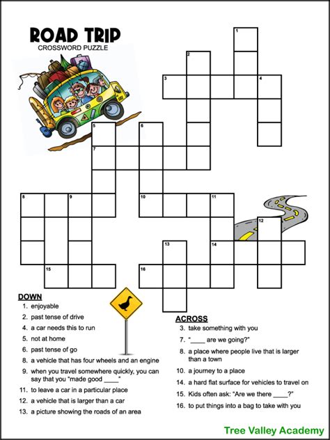 Travel Crossword Puzzle for Kids