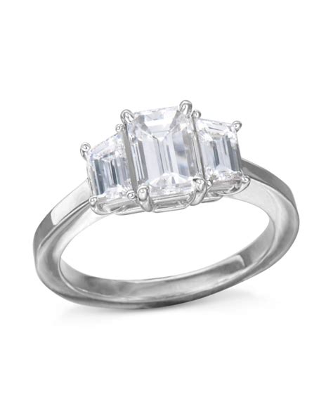 Triple Emerald Cut Engagement Rings