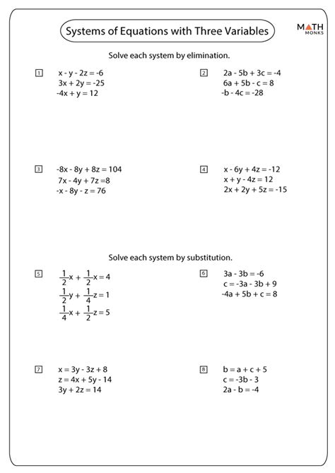Triple Equation In Math Worksheet And Answers