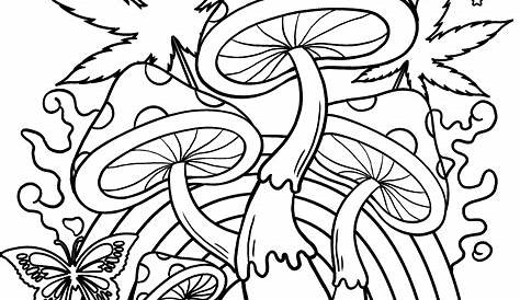 Trippy Mushroom Coloring Page - Etsy