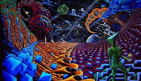 Psychedelic fluorecent traditional paintings by Fransis Morgan Burthem