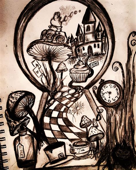 Best Free Trippy Drawings And Sketches In Pencil Of Alice In Wonderland With Creative Ideas