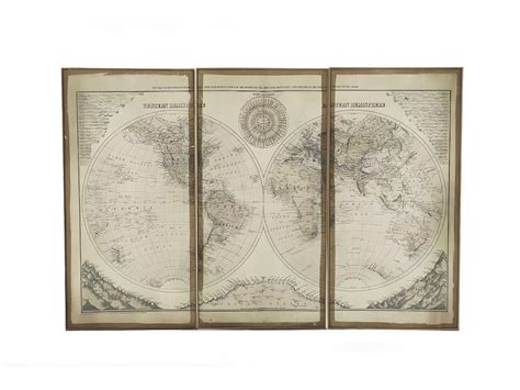 Tableau Triptyque Planisphère Couleurs Vives