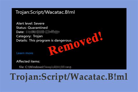 trojan script wacatac b ml