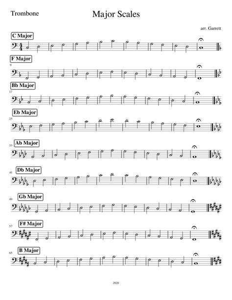 Trombone Scales Sheet