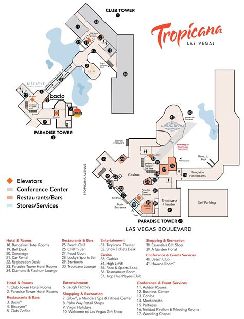 Tropicana Resort Casino Property Map & Floor Plans Las Vegas