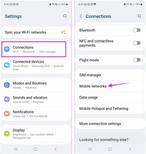 Tampilan layar pengaturan jaringan seluler di HP Android