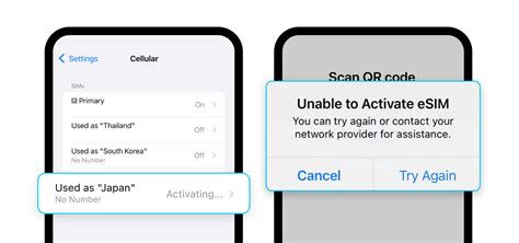 Simbol error dan proses penyelesaian masalah aktivasi eSIM