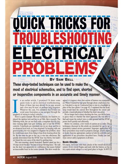 Troubleshooting Electrical Problems Image