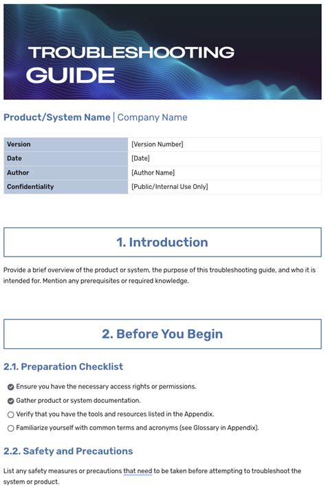 Troubleshooting Manual Troubleshooting Guide Template