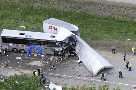 truck and bus accident today