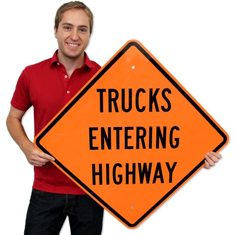 truck entering highway sign