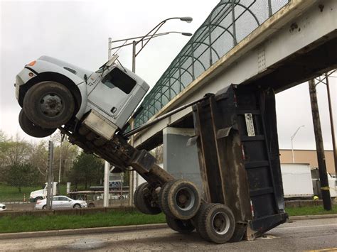 truck stuck under bridge today