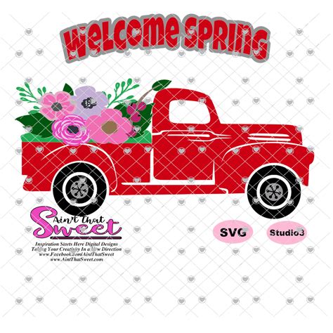 truck with flowers svg