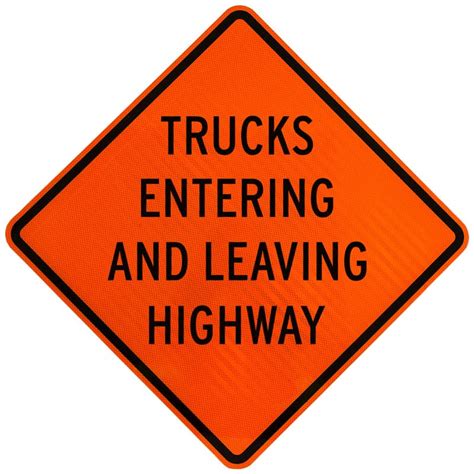 trucks entering and exiting highway sign